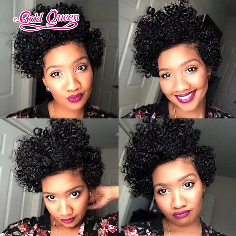

New Products kinky curly lace front wig glueless full lace wig Brazilian human hair curly sexy ladies short hair wig baby hair