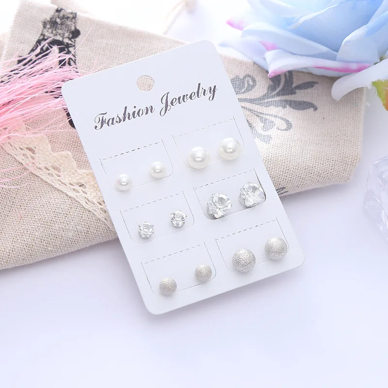 

Aros Europeans And Americans Explosive Pearl Inlay Drill Grinding Spherical Multi-set Combination Ear-pin Earrings Ear Nails