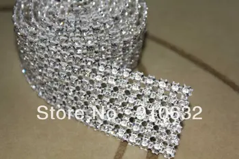 

1 Yard Diamond 6 Rows 5mm A Grade Real Rhinestone Crystal Wedding Cake Banding Trim Cake Ribbon Sewing For Bag Shoes Clothing