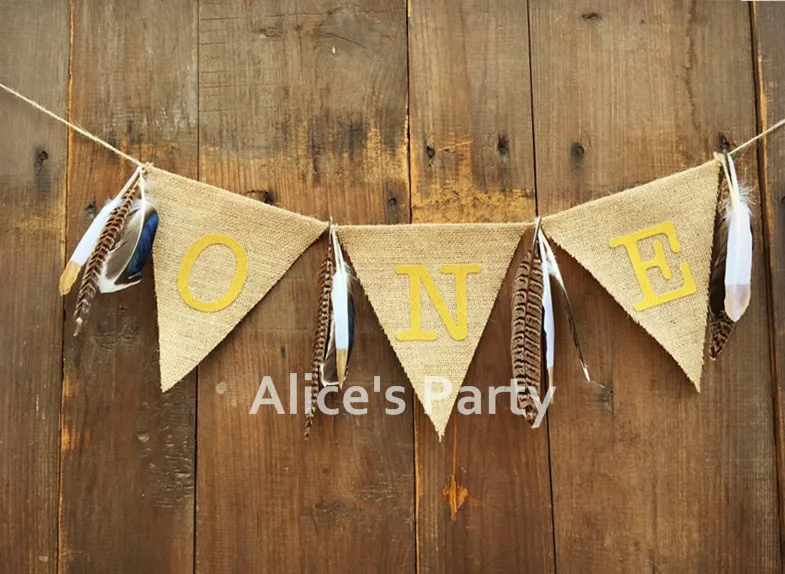 New Jungle Feather Birthday Highchair Banner Wild Gold One Bunting Garland Baby Shower Photo Prop Shoot Decoration Smash Cake | Дом и сад