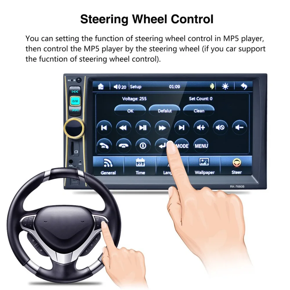 

Dropship 6.6inch Car Radio Player Stereo MP5 Audio Bluetooth USB Aux TF In-Dash FM Radio With Rear View Camera Remote Control