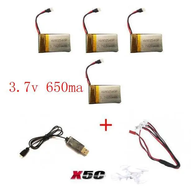 YUKALA x5c x5sc x5sw RC Квадрокоптер rc Дрон 3 7 v 650 mah литий полимерный аккумулятор с USB