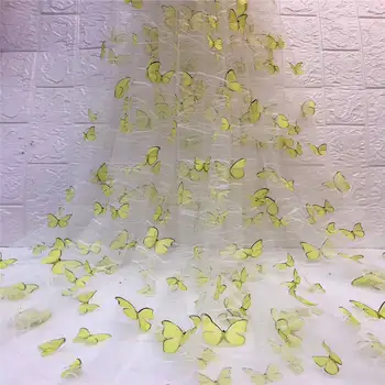 

Yellow Butterfly New African Lace Fabric 2019 Embroidered Nigerian Tulle Laces Fabric.High Quality French Tulle Lace Fabric