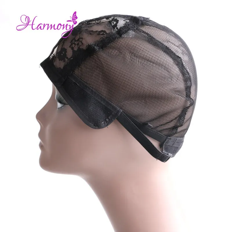 Harga 5 pcs lot U Bagian Topi Wig Dengan Renda Bersih Untuk Membuat Wig Dengan Tali Adjustable Glueless Wig Caps Untuk Membuat wig