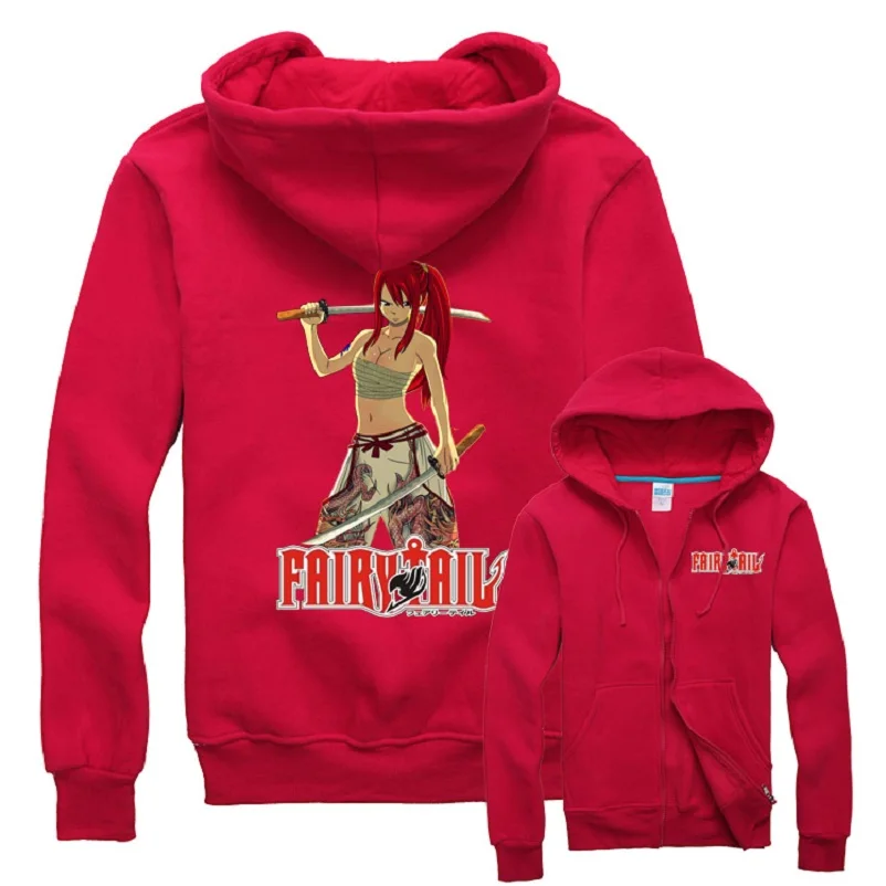 

High-Q Unisex Fairy Tail Erza Scarlet Cartoon Cotton Casual Hooded Hoodies Daily Sweatshirts Erza Scarlet Cardigan Jacket Coat