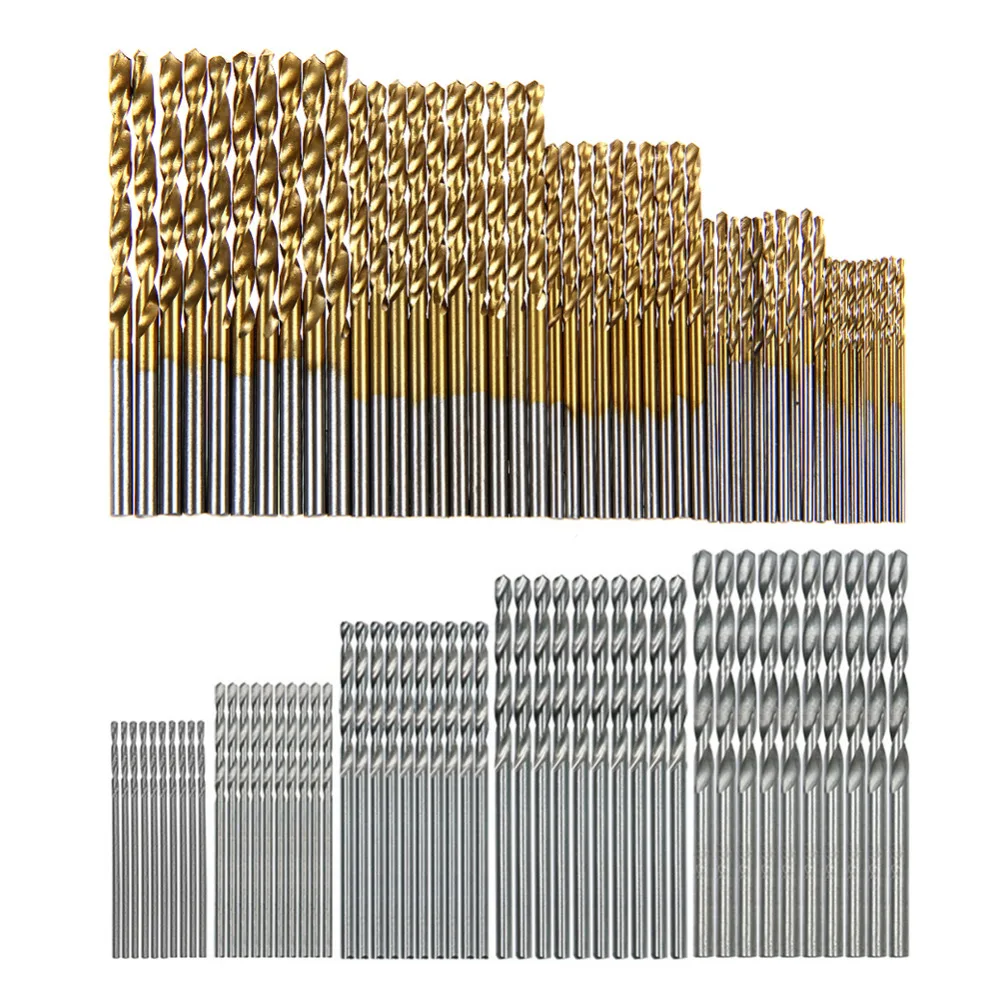 

Durable 50Pcs/Set Titanium Coated HSS High Speed Steel Drill Bit Set 1/1.5/2/2.5/3mm Twist Bits Woodworking Drill Bit Hand Tools