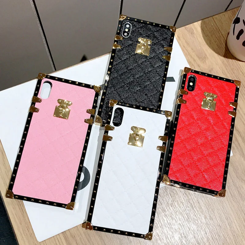 

Luxury Lambskin PU Leather Case for Samsung Galaxy A30 A50 A10 A20 A70 M10 M20 M30 J4 J6 Plus Fashion Square Plaid Phone Case