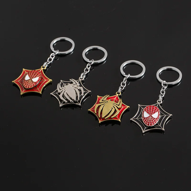 

2019 HSIC Super Hero Anime Spiderman Keychain Rotatable The Avengers Key Chains Metal Spider-man Keyring Holder Men llaveros