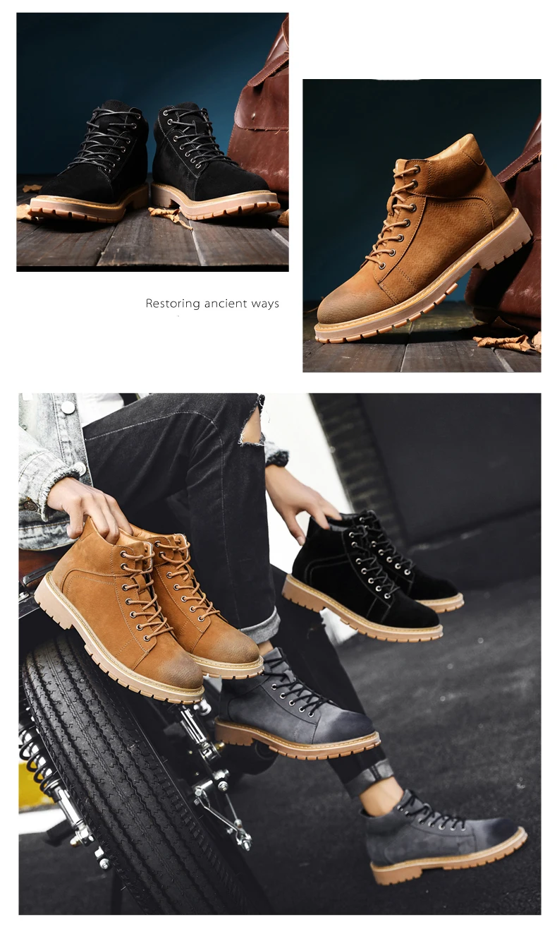VESONAL/Коллекция года; сезон осень-зима; винтажные классические кожаные ботильоны; Мужская обувь; мужские повседневные ботинки; обувь в байкерском стиле