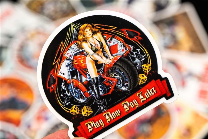 Vintage Motor Girl Stickers Gran Torino Pattern Sticker For Skateboard Guitar Luggage Motorcycle Laptop Sticker (9)