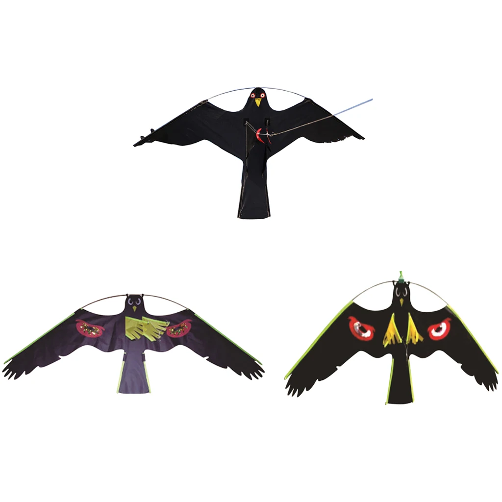 3x Hawk Kite Realistic Flying Bird Decoy Bird Scarer Protect Farmers Crops Kids Kite Toy Windsock Scarecrow Pest Control