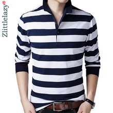 Брендовая Повседневная футболка поло с длинным рукавом для США, Мужская классическая одежда в полоску, мужские рубашки поло, модная рубашка из Джерси 36978
