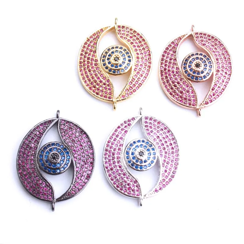 

1pc 29*22mm Micro Pave CZ zircon turkey evil eye charms connectors for women diy bracelet necklace pendant jewelry accessories