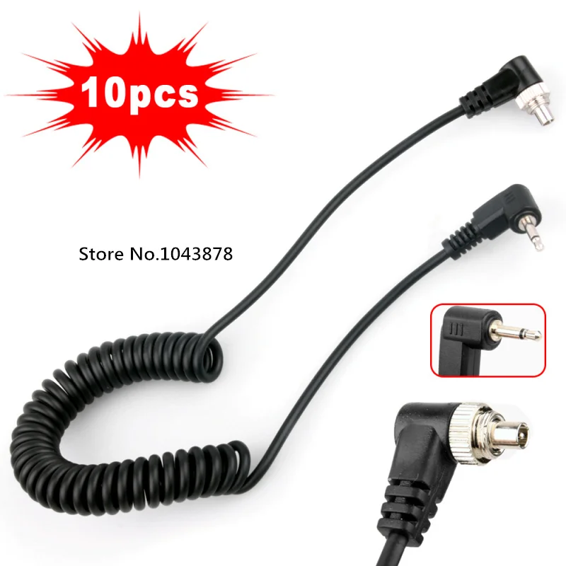 10PCS PC 2.5mm Male PC Sync Flash Cable Camera Flash Light Line PC Line