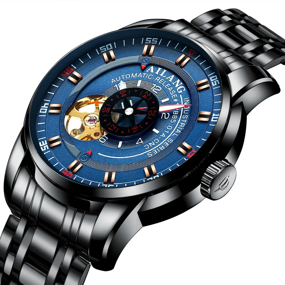 

AILANG Hot Fashion Business Men Automatic Mechanical Watch Luxury Dress Tourbillon Steel Waterproof Male Clock relogio masculino