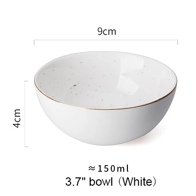 3 цвета европейский стиль золотой ободок пятно керамическая миска для рисового супа миска для смешивания - Цвет: white 9cm
