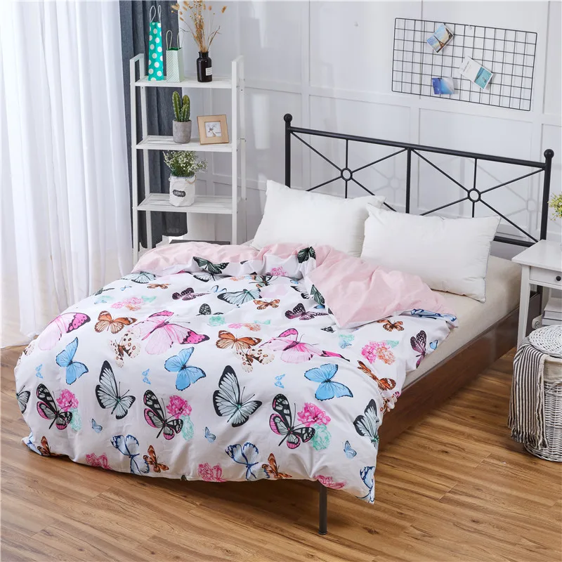 

Beautiful Color Butterfly Pattern Home Textile 1Pc Duvet Cover Quilt Cover Flower 100% Cotton Soft Adult Summer Autumn Bedding