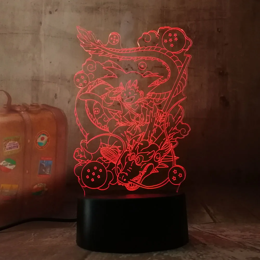 Новая светодиодная лампа Seven Dragon Ball Son Goku Totem акриловая 3D RGB Ночная USB LED s Настольная