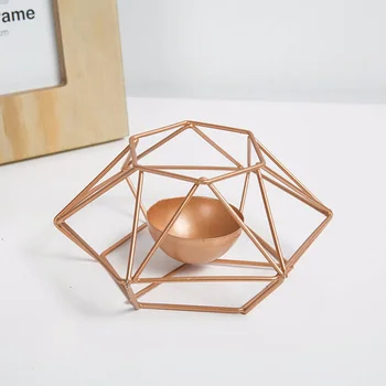 

10pcs Europe Romantic Geometric Wrought Iron Gold Candle Holder Art Collectible Candlestick Craft Wedding Holiday Home Decor