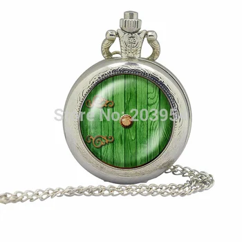 

Wholesale 12pcs/lot Hobbit Door Hole Cozy Bilbo Baggins Lotro Quartz Pocket Watches Steel 30inches Necklace Pendant Doctor Who