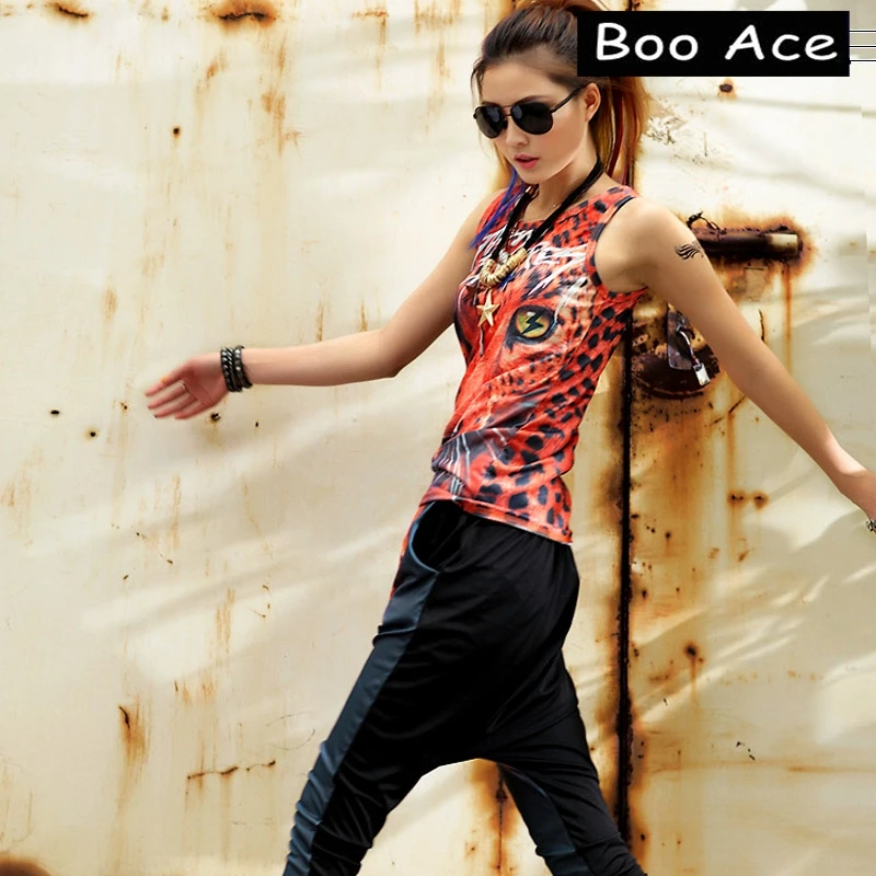 2017 Boo Ace Casual Women's Red Tiger Tank Top Summer Printed Hip Hop Vest Slim Fitness Tee 609 | Женская одежда