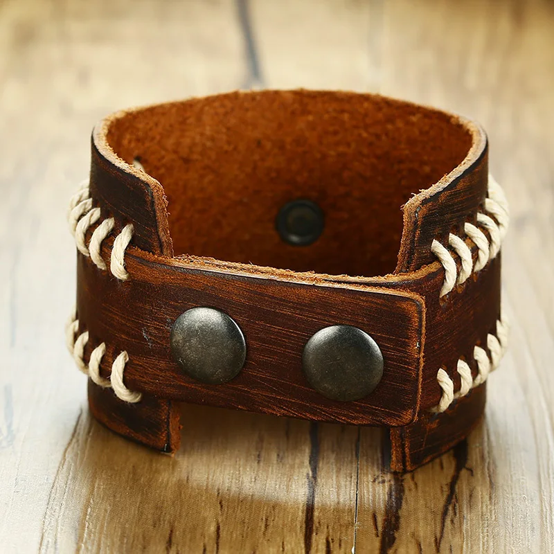 Brown Leather Cuff Bracelet With Iron Cross Charm Brackelts For Men Brown Leather Cuff Bracelet With Iron Cross Charm Brackelts For Men Wristband Knight S Crucifix Adjule Male Biker Jewelry In Bracelets From
