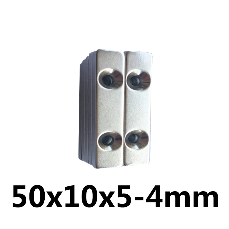 

1pcNeodymium powerfull magnet holder,NdFeB industrial block magnet with 2 taper hole for 4 screw Permanent magnet tool 50X10X5MM