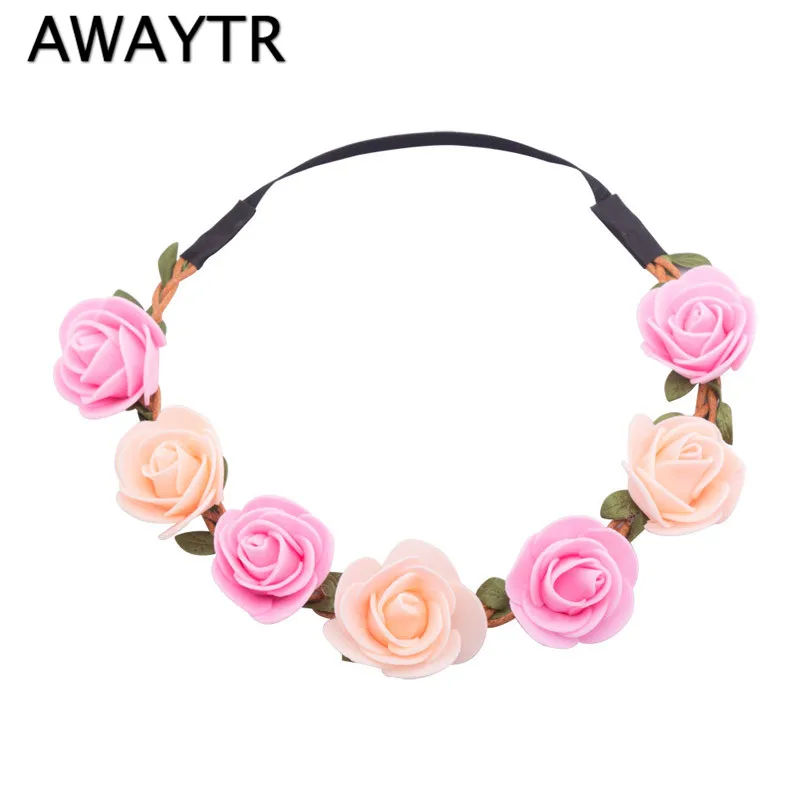 

Wholesale Women Flower Crown Headband Women Girls Hair Accessories Fashion Boho Colorful Foam Flower Headband Photo Prop 1PC