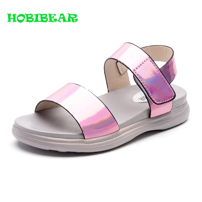 

2019 Popular Summer Sandals Girls Anti-Slippery Kids Princess Sandals Patent Leather Kids Walking Shoes Indoor Girls Sandals