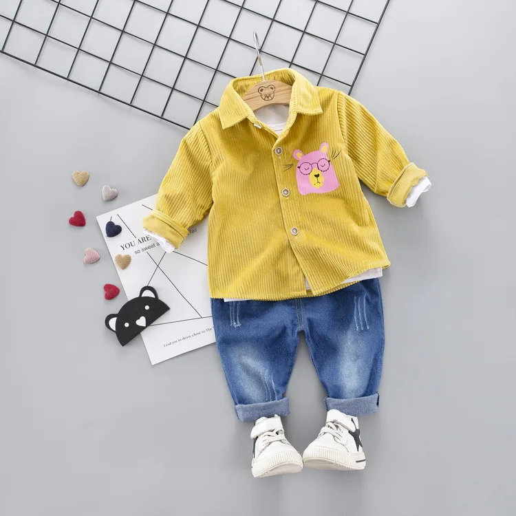 

2Pcs Toddler Baby Boys Clothes Casual Outfits Cartoon Shirts + Jeans Pants Party Sets Children Boy Clothing Infant Costume