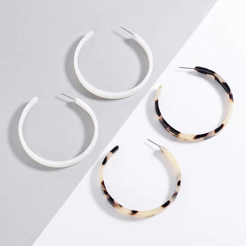 

Oversize Leopard Earrings Round C Hoop Earring for Women Geometry Earrings Statement Tortoiseshell Brincos Acrylic Resin Earring