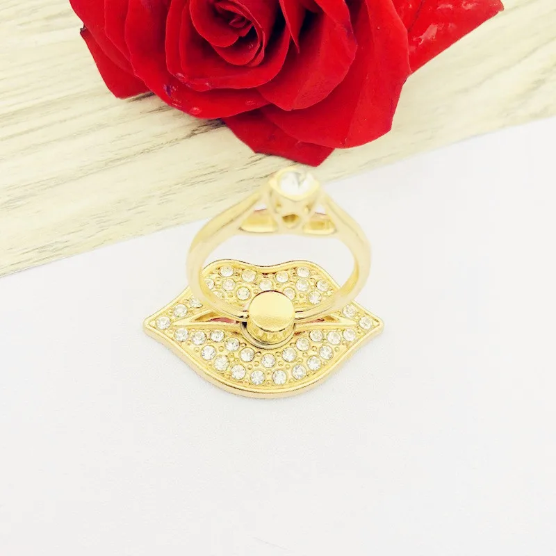 Модный кронштейн для мобильного телефона с красными губами, металлическое кольцо с бриллиантами, кронштейн для кольца с губами, держатели и подставки для мобильных телефонов, подарок для женщин и девочек