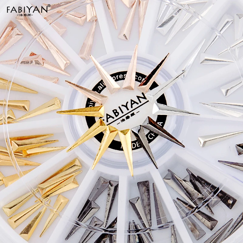 

Nail Art Wheel Strip Metal Sharp Triangle Rivet Alloy Decoration Gold Rose Grey SilverAccessorie Tips DIY Design Manicure Tools