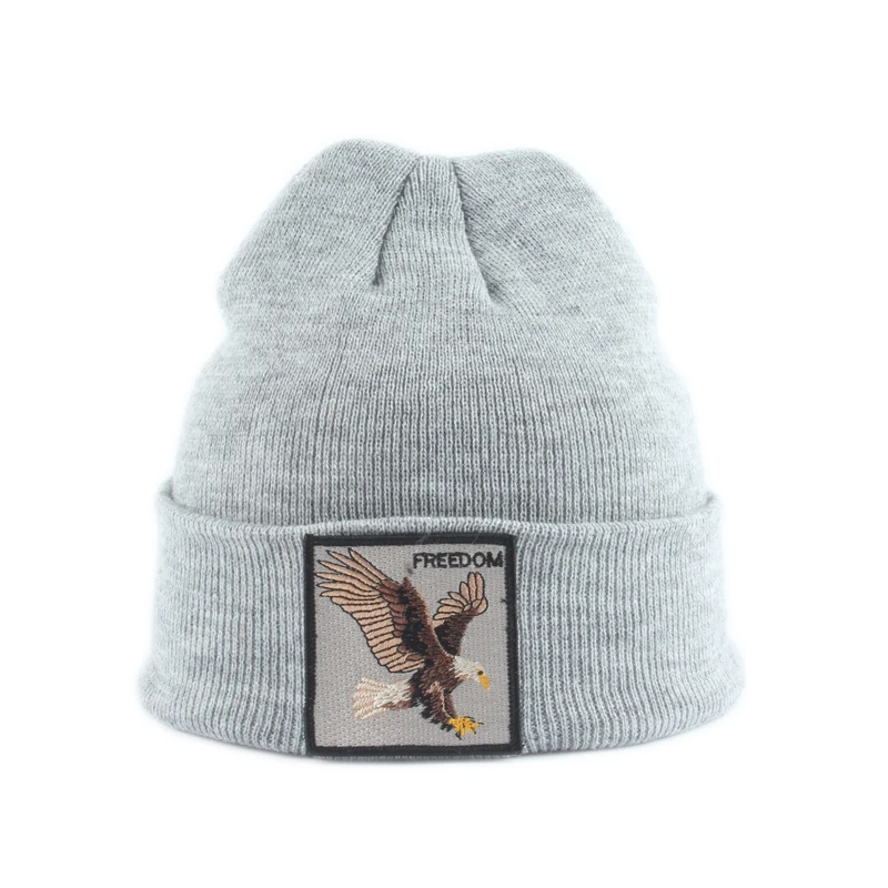 

2019 new animal embroidery boy girl winter hat warm knit hat winter warm hat