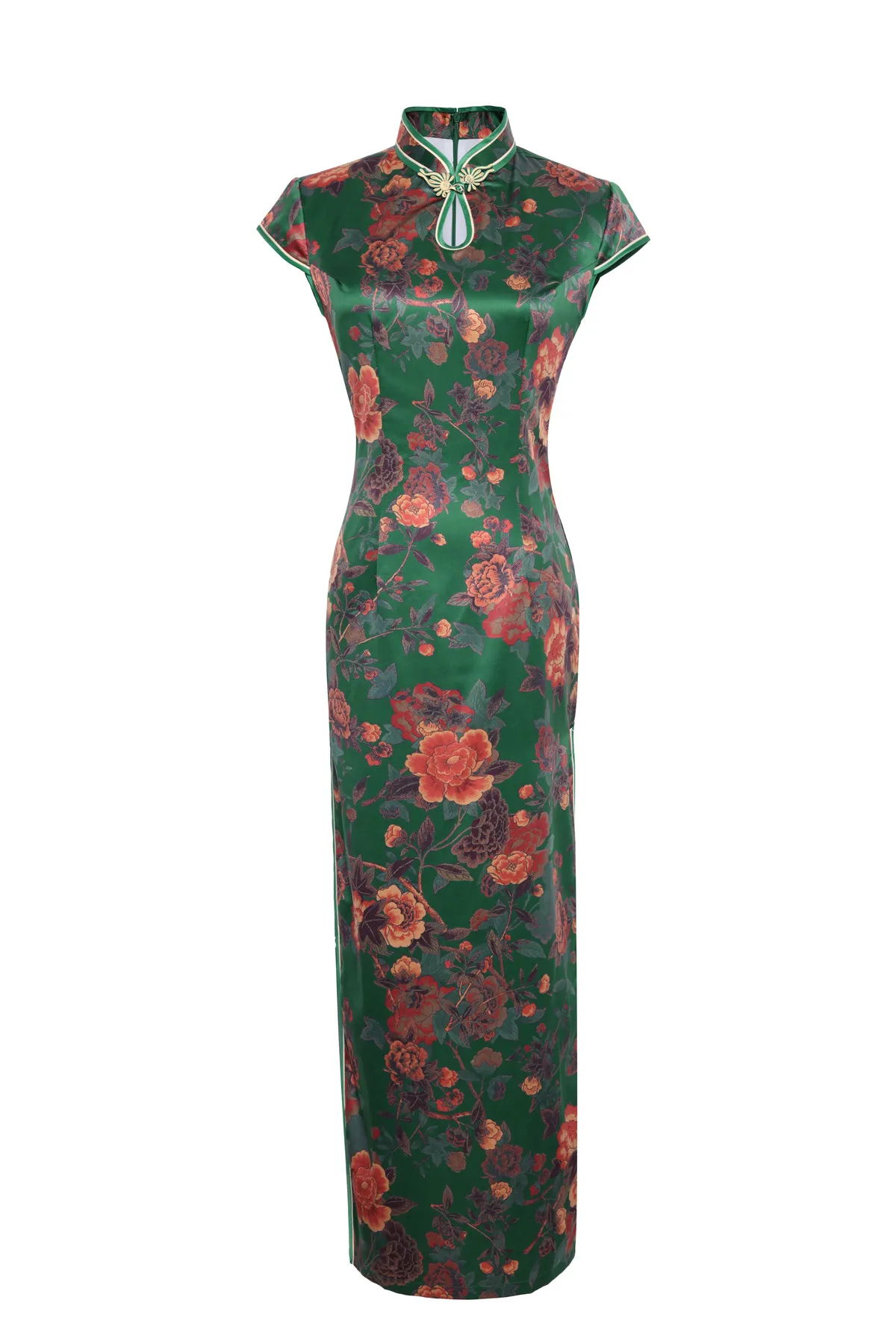 Шанхай история Лето Новое поступление длинное платье Ципао Китайская традиционная одежда для женщин Замочная скважина Qipao