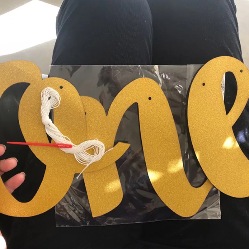 Birthday Banner Party Decorations Glitter One Banner Letter Garland