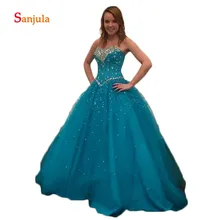 Милое бальное платье с открытыми плечами 16 платьев вышитое Блестящим Бисером блестящее пышное платье синие фатиновые платья для выпускного вечера D845