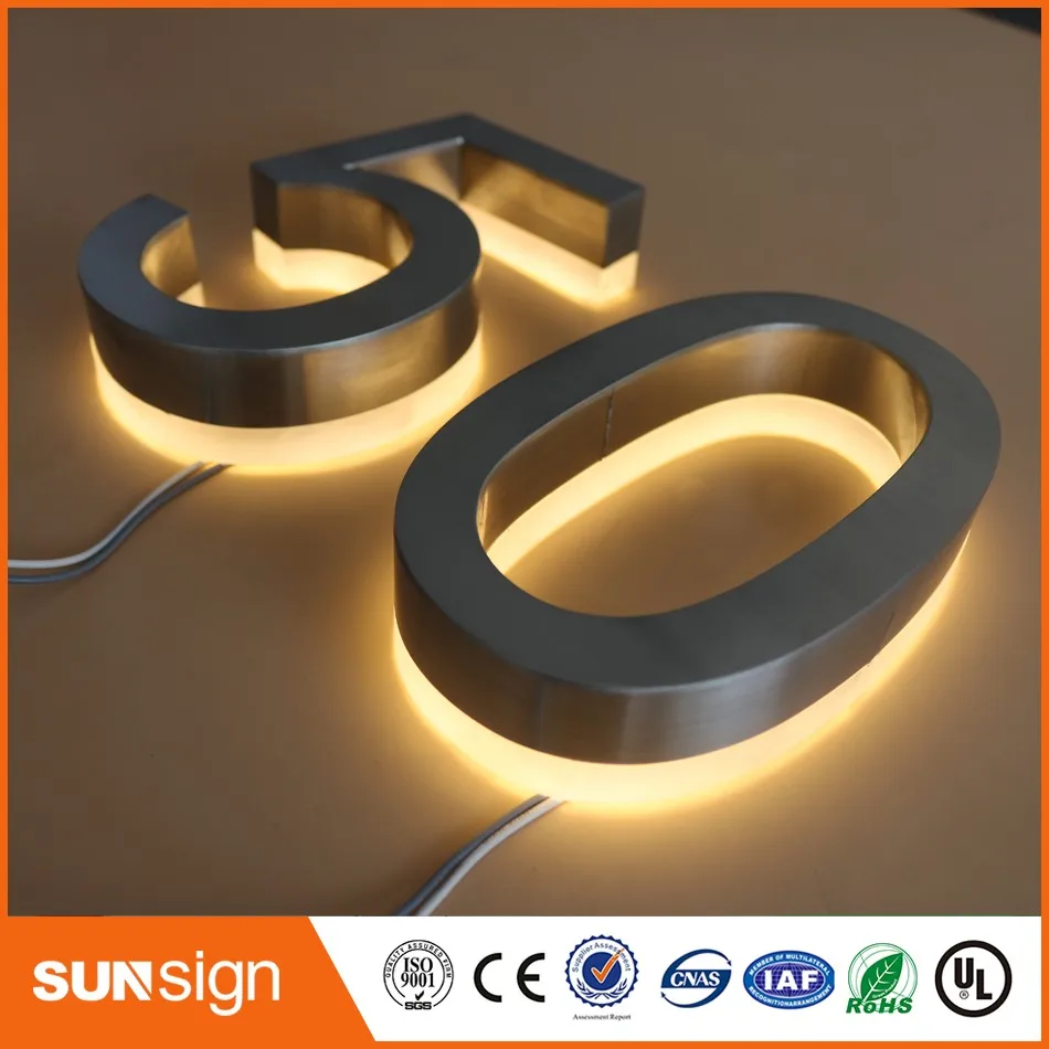 Custom Stainless Steel LED House Numbers Lighted