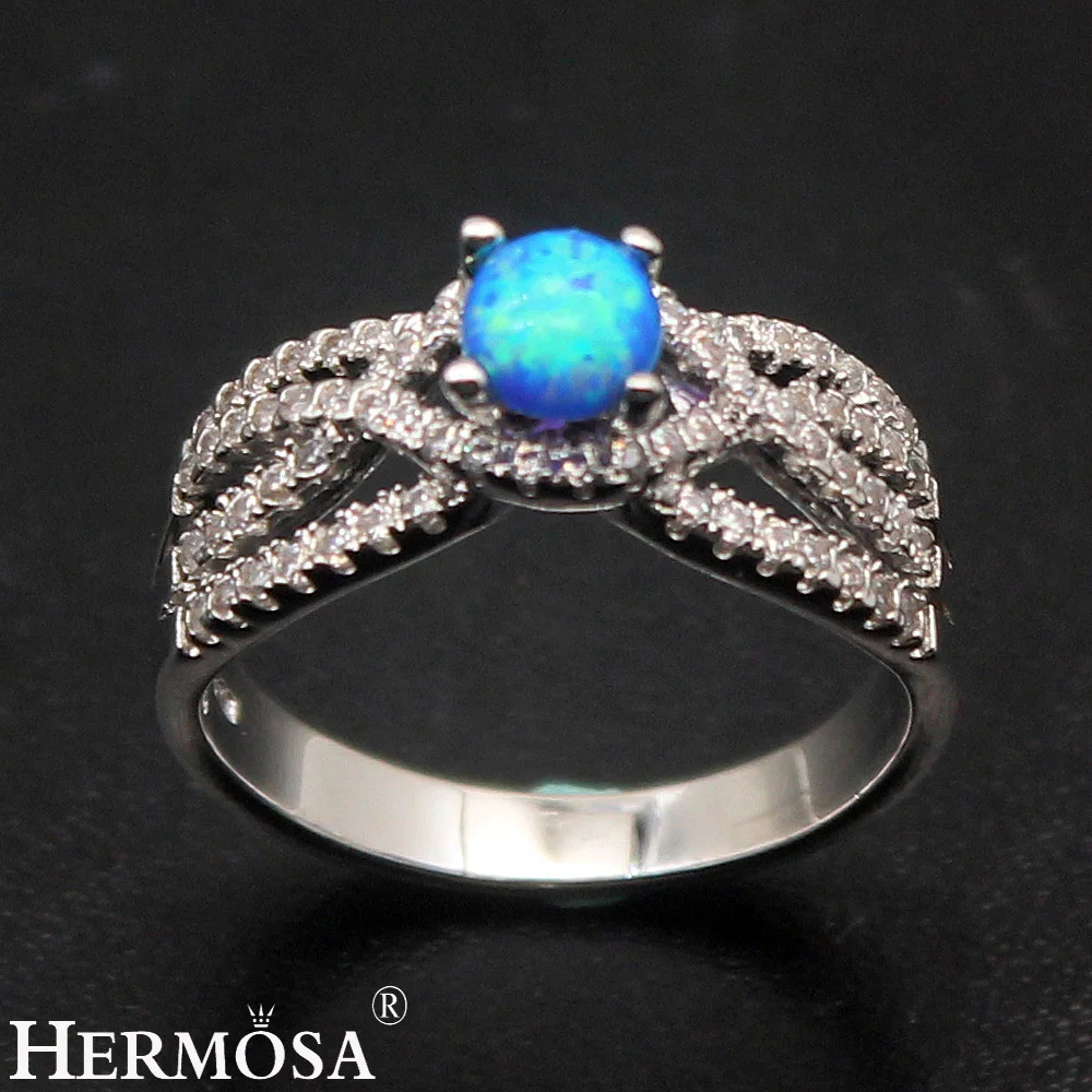 Hermosa Fire Blue австралийский опал кольцо из стерлингового серебра 925 Размер 8 модные кольца для женщин изящный Рождественский подарок