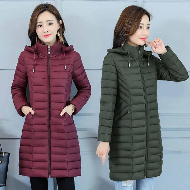 2019 New Autumn Winter Down Jacket Women Plus Size 4XL Slim Winter Coat Hooded Cotton Padded Jacket Long Parkas Female Outwear