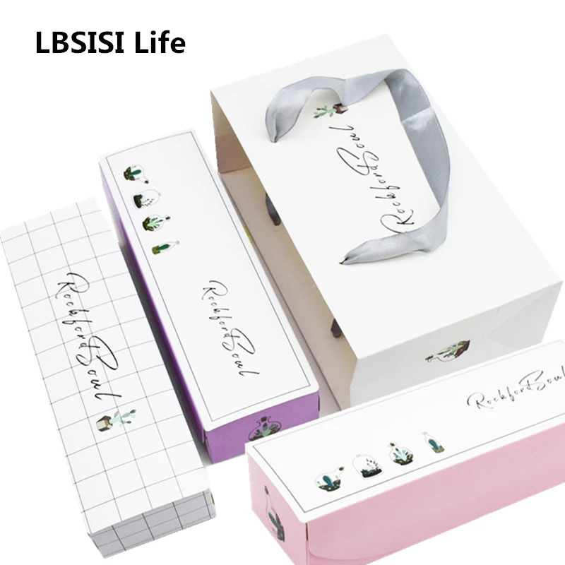 

LBSISI Life Cookie Paper Box Cactus Candy Biscuit Paper Gift Bag Nougat Snowflake Bean Pineapple Paper Boxes New Year