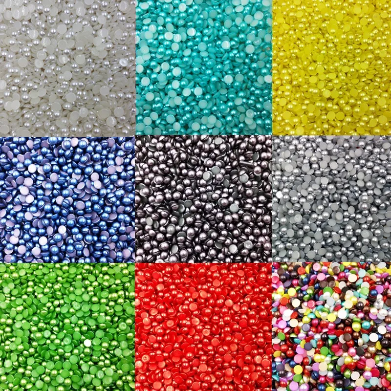 

8mm 100 piece/lot Half Round Faux Pearl Beads Colorful DIY Nail Art Wedding Dress Flatback Cabochons Free Shipping ly
