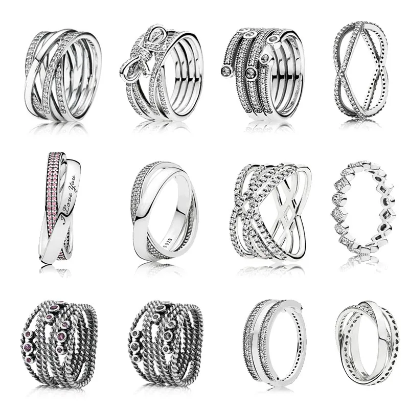 

Trendy Original Authentic 925 Sterling Silver Forever Promise Fashion Pans Ring For Women Wedding Gift Fine Pans Jewelry