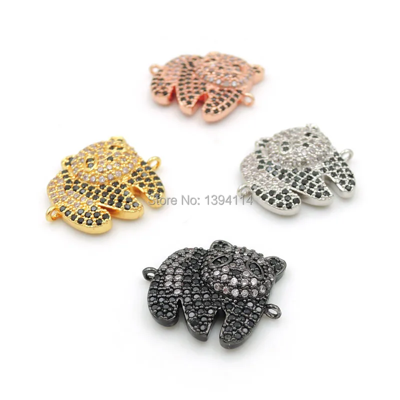 19*16*3 мм Micro Pave Ясно CZ украшение панда Разъем Fit для мужчин и женщин решений браслеты ювелирные изделия