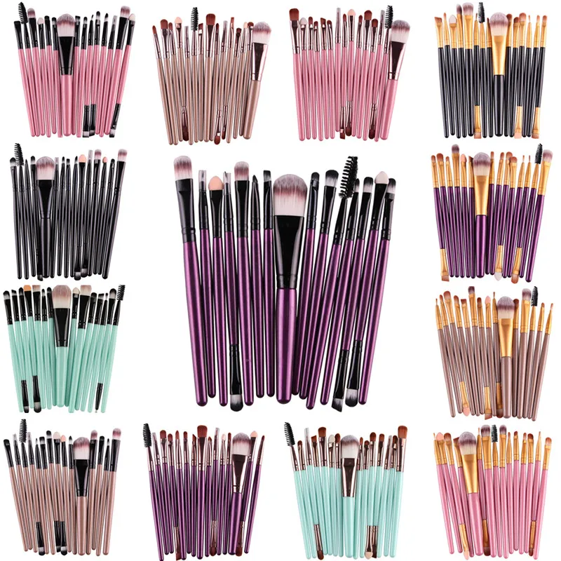Pro 15Pcs Makeup Brushes Set Eye Shadow Foundation Powder Eyeliner Eyelash Lip Make Up Brush Cosmetic Beauty Tool Kit
