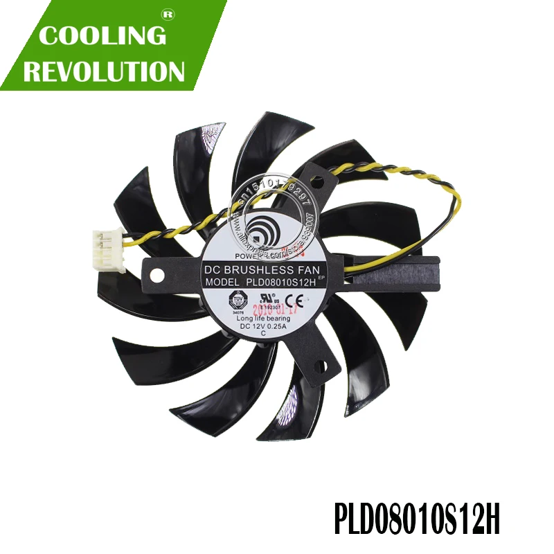 

New 75mm 4pin 2Wries PLD08010S12H Vide Card Fan For MSI MD1GD5 Replaced 40mm