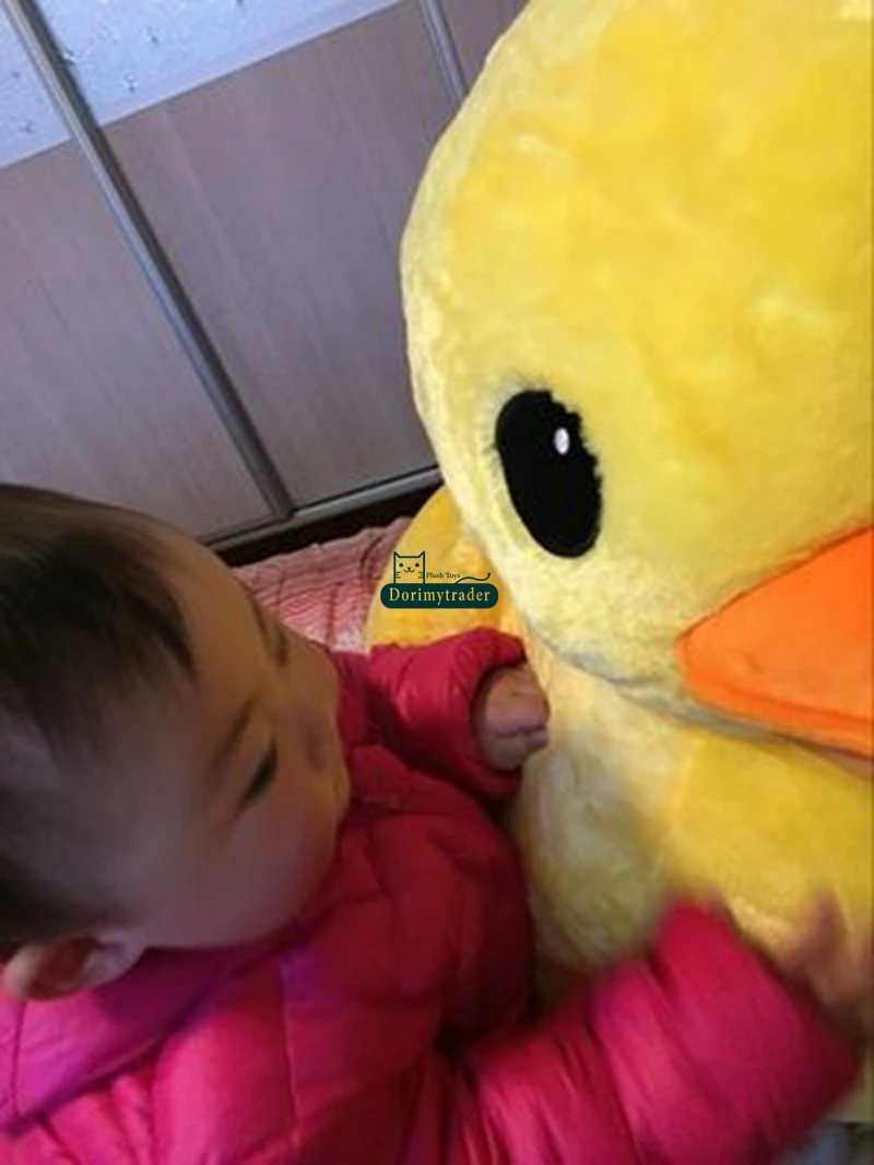 Dorimytrader 60cm x 55cm Giant Kawaii Soft Anime Yellow Duck Plush Toy Stuffed Cartoon Ducks Animal Pillow Kids Gift DY61784 (13)