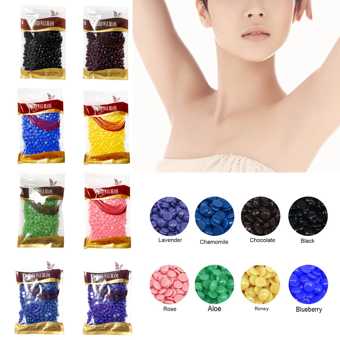 Beli Kantong Rambut Penghapusan Lilin Gratis Kertas Warna Solid Lilin Pengobatan Tablet 100G Rambut Removal Hot Film Hard Wax rambut Kacang