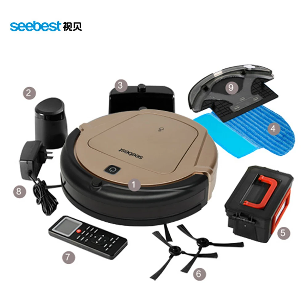 Seebest Robot D750 Vacuum Cleaner Dry and Wet Mop Vacuum Cleaner robot with Water Tank and GPS Zigzag Clean Route