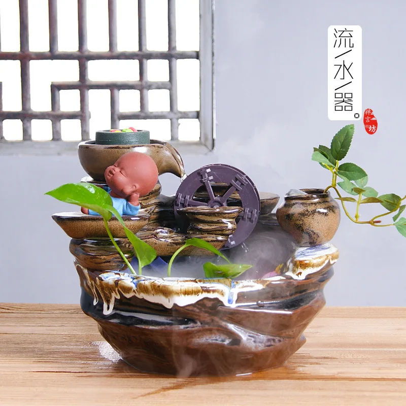 

2018 Real Feng Shui Plutus Wheel Fountains Humidifier Water Exchanger With The Ceramics Handicraft That Occupy Home Tong Qu